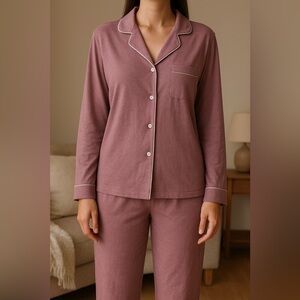 Beyond Yoga Featherweight Wind Down Orchid Dusty Rose Pajama Shirt Size M